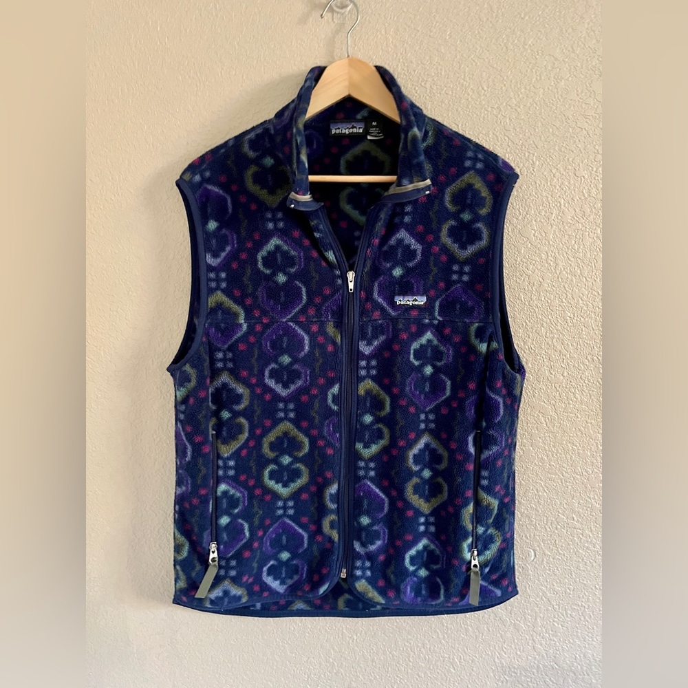 RARE Vintage 1990s PATAGONIA Men’s Fleece Vest Geometric Aztec Size Medium USA